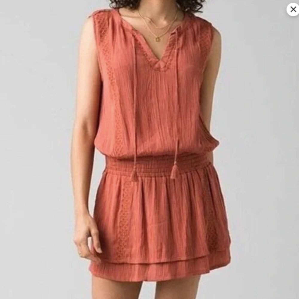Prana Rust Orange Sleeveless Mini Dress